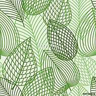 Seamless pattern of spring outline reen leaves vászonkép, poszter vagy falikép
