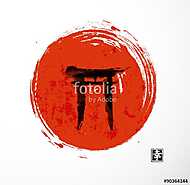 Torii kapuk és piros felkelő nap vászonkép, poszter vagy falikép