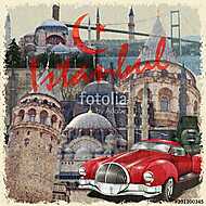 Istanbul vintage poster. vászonkép, poszter vagy falikép