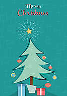 Színes karácsonyi grafika 3. (karácsonyfa ajándékokkal) vászonkép, poszter vagy falikép