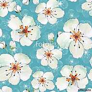 Floral seamless pattern 3. Watercolor background with white flow vászonkép, poszter vagy falikép