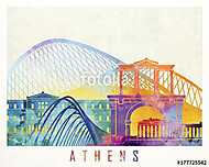 Athens landmarks watercolor poster vászonkép, poszter vagy falikép