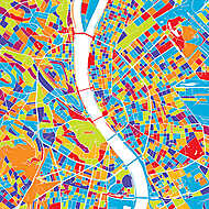 Budapest színes vektoros térkép vászonkép, poszter vagy falikép