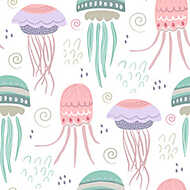 Mókás medúzák tapétaminta vászonkép, poszter vagy falikép
