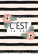 C'est La Vie Striped Card Design vászonkép, poszter vagy falikép