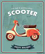 Vintage Travel scooter plakáttervezés vászonkép, poszter vagy falikép
