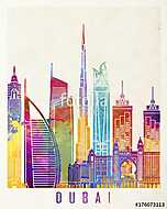 Dubai landmarks watercolor poster vászonkép, poszter vagy falikép