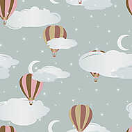 Esti égbolt hőlégballonokkal tapétaminta vászonkép, poszter vagy falikép