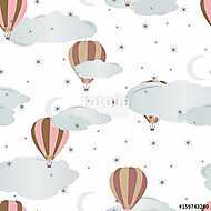 Felhők és hőlégballonok tapétaminta vászonkép, poszter vagy falikép