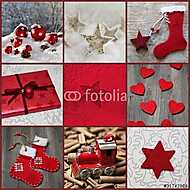 Karácsonyi kártya piros színben vászonkép, poszter vagy falikép