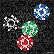 négy póker zseton vászonkép, poszter vagy falikép