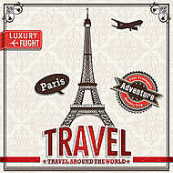 Vintage Paris Travel vakáció plakát vászonkép, poszter vagy falikép