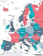 Európa térkép - vektoros illusztráció vászonkép, poszter vagy falikép