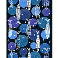 Kék körök és halak vertikális tapétacsík vászonkép, poszter vagy falikép