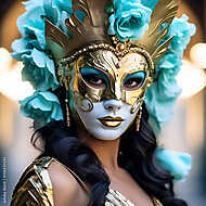 Gyönyörű nő velencei karnevál maszkban vászonkép, poszter vagy falikép