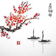 Keleti szent sakura cseresznyefa és két halászhajó vászonkép, poszter vagy falikép