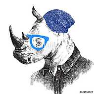 Rhino hipster stílusban vászonkép, poszter vagy falikép