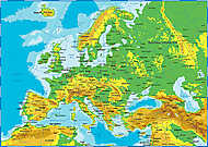 Európa földrajzi térképe vászonkép, poszter vagy falikép