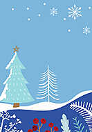 Modern karácsonyi grafika 1. (havas tájkép) vászonkép, poszter vagy falikép