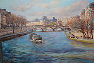 Párizsi Seine-folyó hídja (olajfestmény reprodukció) vászonkép, poszter vagy falikép
