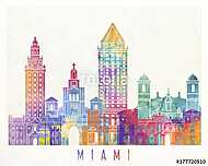 Miami landmarks watercolor poster vászonkép, poszter vagy falikép