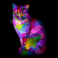 Színes macska illusztráció vászonkép, poszter vagy falikép