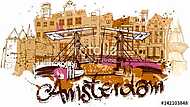 Amszterdam vázlat vászonkép, poszter vagy falikép