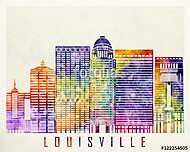 Louisville landmarks watercolor poster vászonkép, poszter vagy falikép
