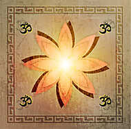 Lótusz virág, OM jelekkel vászonkép, poszter vagy falikép