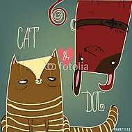 macska és kutya. vászonkép, poszter vagy falikép