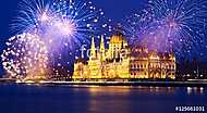 Új év a városban - Budapest tűzijátékkal vászonkép, poszter vagy falikép