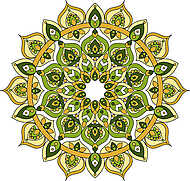 Vector ornate green and yellow mandala illustration vászonkép, poszter vagy falikép