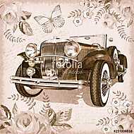 Vintage car postcard. vászonkép, poszter vagy falikép
