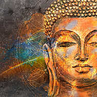 Budha arcrészlet, színes, digital art vászonkép, poszter vagy falikép