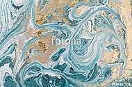 Marble abstract acrylic background. Blue marbling artwork texture. Golden glitter. vászonkép, poszter vagy falikép