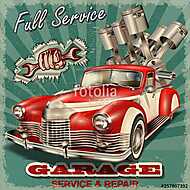 Vintage garage retro poster vászonkép, poszter vagy falikép