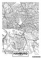 Detailed vector poster city map Hamburg vászonkép, poszter vagy falikép