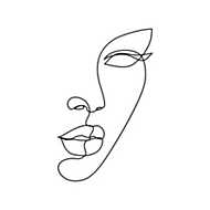 Absztrakt női arc (vonalrajz, line art) vászonkép, poszter vagy falikép