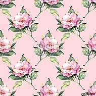 Watercolor floral seamless pattern 21. Pink flowers vászonkép, poszter vagy falikép