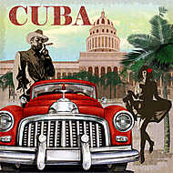 Cuba retro poster. vászonkép, poszter vagy falikép