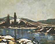Téli táj folyóval vászonkép, poszter vagy falikép