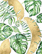 Arany banánfa levelek zöld levelekkel vászonkép, poszter vagy falikép