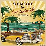 Welcome to Fort Lauderdale, Florida retro poster. vászonkép, poszter vagy falikép