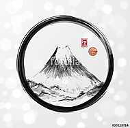 Fujiyama hegy fekete enso zen körben vászonkép, poszter vagy falikép