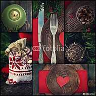 Karácsonyi vacsora kollázs vászonkép, poszter vagy falikép