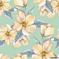 Floral seamless pattern. Watercolor background with yellow flowe vászonkép, poszter vagy falikép