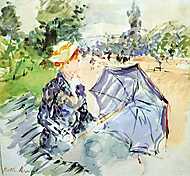 Nő ernyővel a parkban vászonkép, poszter vagy falikép