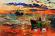 Halászhajók vászonkép, poszter vagy falikép
