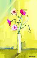 Absztrakt tavaszi virágzás vázában (olajfestmény reprodukció) vászonkép, poszter vagy falikép