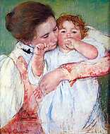 Gyermekét ölelő fiatal anya vászonkép, poszter vagy falikép